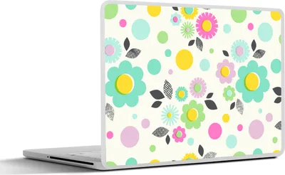 Produktbild von MuchoWow® Laptop Aufkleber Sticker Cover Muster - Blumen - Blätter 31x22.5 cm - Laptop-Deko