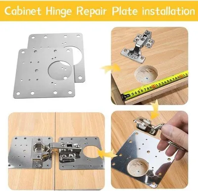 Produktbild von Famanu Scharnier Reparaturplatte - 4 Stück Edelstahl für Schranktüren