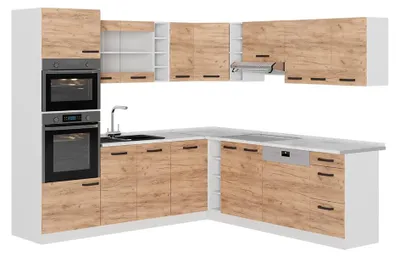 Image de Cuisine en angle Vicco R-Line Chêne de force doré/Blanc 247 x 237 cm sans PT, Model 52241