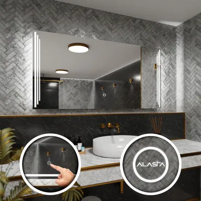 Obrázok produktu pre Kúpeľňové zrkadlo s LED osvetlením + Dotknite sa možnosti Prepnúť - Prague - 170 cm - 50 cm