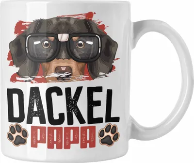 Produktbild von Trendation - Dackel Papa Besitzer Tasse Geschenk Lustiger Spruch Geschenkidee Dackel Liebhaber (Weiß)