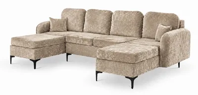 Productafbeelding van ANMIL Hoekbank VENTO, U-vorm, 294 x 96 x 172 cm, beige stof, EUREKA, slaapbank met bedfunctie