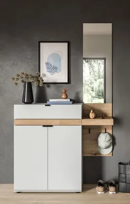 Produktbild von Garderoben-Set Naro 1 | weiß / Evoke Oak | 2-teilig