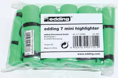 Produktbild von Textmarker edding 7 mini highlighter 1-3 mm VE=50x10 Stück Polybeutel neongrün