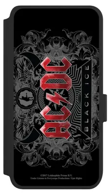 Produktbild von NIVOCASE Klapphülle für Samsung Galaxy S25  Handyhülle aus Kunst Leder NIVOflip schwarz ACDC Black Ice Fanartikel