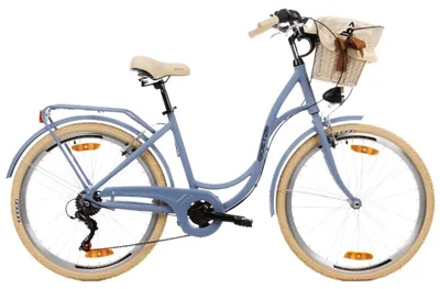 Produktbild von Goetze Mood 26 Zoll City Bike, 17 Zoll Tiefeinsteiger, 6-Gang Shimano Tourney, V-Bremse, LED-Beleuchtung, Gepäckträger, Korb mit Bezug
