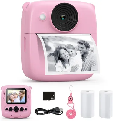 Produktbild von Kinderkamera Sofortbildkamera,48MP Sofortbildkamera mit 32GB Karte & Druckpapier, 1080P Digitalkamera Kinder,Geschenke für Jungen & Mädchen 3-12 Jahre