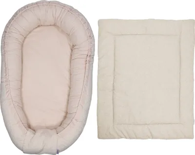 Produktbild von MamaLoes Teddy Boucle Natur Wendes Babynest & Wendes Laufgittereinlage
