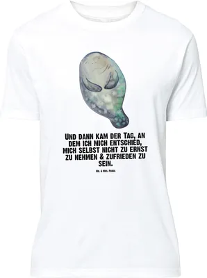 Produktbild von Mr. & Mrs. Panda Größe L T-Shirt Seekuh Happy - Weiß - Geschenk, Tshirt, mit Spruch, Respekt, Selbstliebe, Liebeskummer, Freundin, Neustart, Shirt, Meer, Achtsamkeit