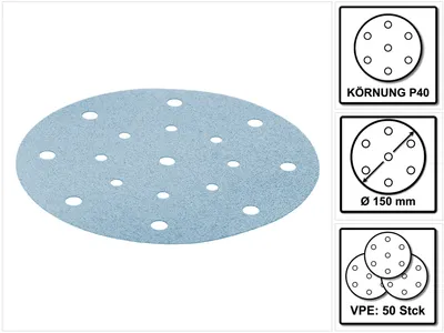 Image de Festool STF D150/16 P40 GR / 50 Abrasifs Ø150 mm 50 Pièces ( 496975 )