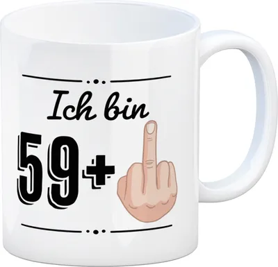 Produktbild von Witziger Kaffeebecher für den 60. Geburtstag mit Motiv: Mittelfinger