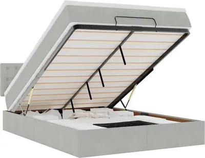 Obrázek produktu pro vidaXL Osmanská postel s matrací a LED diodami světle šedá 140x190 cm sametová