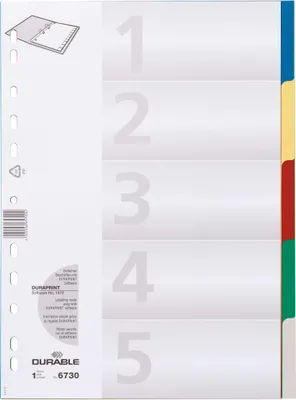 Produktbild von Durable Register aus Kunststoff, PP, A4, farbig, 5-teilig