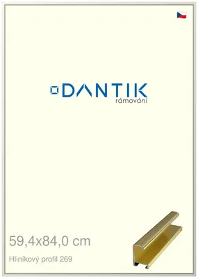 Obrázok produktu pre Rám DANTIK 59,4x84 | ALU profil 7269 zlatý lesklý (Plexi Clear)