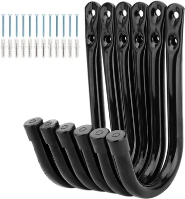 Imagen del producto de Gancho de acero, 9 cm, para montaje en pared, con capacidad máxima de 20 kg, ideal para garaje y jardín