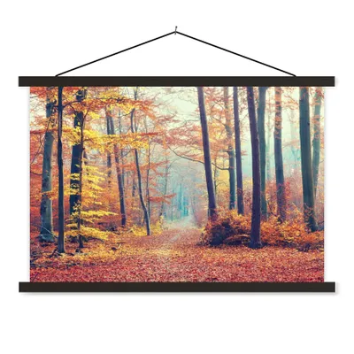 Produktbild von MuchoWow® Textilposter Wald - Herbst - Laub 150x100 cm mit schwarzem Rahmen - Schlafzimmer