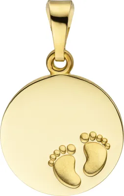 Produktbild von JOBO Anhänger Babyfüße Gravurplatte 333 Gold Gelbgold teil matt Gravuranhänger