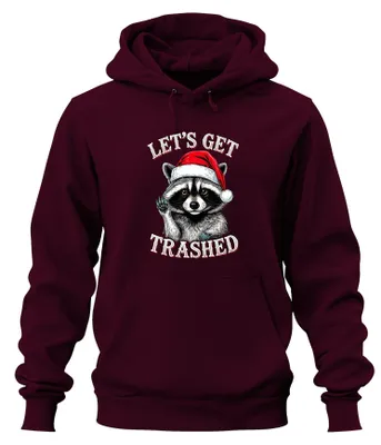 Produktbild von LET'S GET TRASHED Weihnachtswaschbär Weihnachtsmütze Hoodie Kapuzenpullover, Burgundy, L