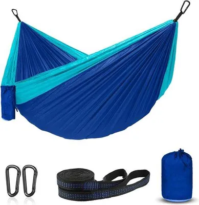 Produktbild von Buitenhuis Hängematte, ultraleicht, mit Seilummantelung; Reishängematte, ultraleicht, atmungsaktives Nylon, Fallschirm-Hängematte für Camping, Garten und Strand