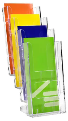 Produktbild von Tischprospektständer DIN Lang (99x210mm)  mit 4 Etagen Prospektständer / Prospekthalter / Flyerständer / Flyerhalter