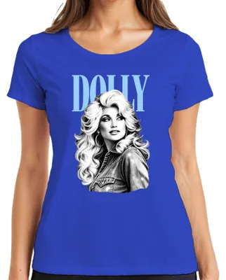 Produktbild von Dolly Parton Country Musik Legende Vintage Retro Fan Sängerin 70er Damen T-Shirt, Blau, XXL