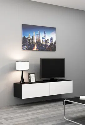 Obrázok produktu pre Cama RTV VIGO140 c/b, Čierna, Drevotrieskové dosky, Čierna, Drevotrieskové dosky, laminát, Matný
