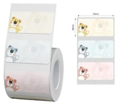 Imagen del producto de Etiquetas Niimbot T, 40x20 mm, 320 unidades, diseño de osos, compatibles con modelos B21, B21S, B3, B1S