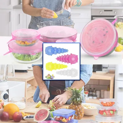 Obrázek produktu pro Silikonové víčka – 24 kusů – opakovaně použitelné víčka na misky, plechovky, ovoce – různé velikosti