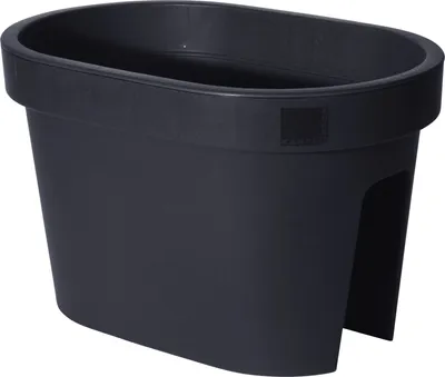 Produktbild von Spetebo Balkon Geländer Blumentopf in anthrazit - 40 cm x 26 cm - Pflanztopf Blumenkübel Geländertopf oval