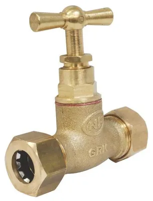 Produktbild von SOMATHERM FOR YOU – Gerader Absperrhahn aus Messing mit Steckverbindung Ø 14 mm – doppelter Außengewindeanschluss 15/21 – Gehäuse aus unbehandeltem Messing – Schwenkarm