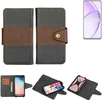Produktbild von K-S-Trade Handyhülle Schutzhülle Hülle Bookstyle Wallet-Case kompatibel mit Oppo A3 PKA110 Bumper Rundumschutz schwarz-braun 1x