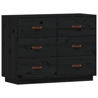 Produktbild von Sideboard Schwarz 100x40x75 cm Massivholz Kiefer