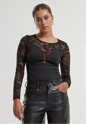 Immagine prodotto di Body da donna Urban Classics, scollatura rotonda, in pizzo, colore nero - taglia 4XL