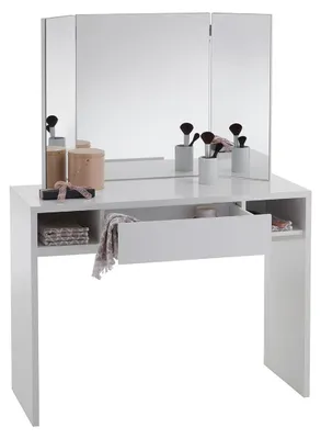Image de CALICOSY - Coiffeuse 1 Tiroir 2 Niches avec Miroir - Schminki