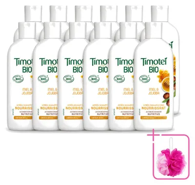 Zdjęcie produktu dla 12 opakowań bio odżywki do włosów Timotei, seria "Miód i Jojoba", przeznaczona do włosów suchych - 250 ml - zestaw ekonomiczny - 12 sztuk