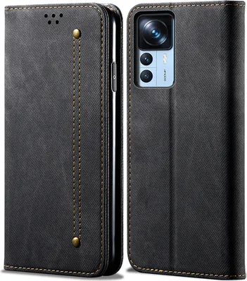 Produktbild von Xiaomi 12T Hülle, Leder Brieftasche Flip Bookstyle Schutzhülle mit Standfunktion für Xiaomi 12T / 12TPro / Redmi K50 Ultra Schwarz
