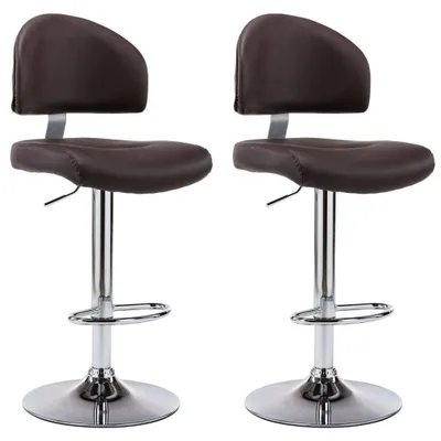 Image de Tabourets de bar lot de 2 marron similicuir
