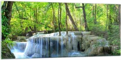 Produktbild von Bilder auf glas - Wasserfall Wald Umwelt - 120x50cm - Glasbilder - Wandbilder - Kunstdruck - zum Aufhängen bereit - Wanddekoration aus Glas - Glas Bilder - Wandbild auf Glas - GAB120x50-2664