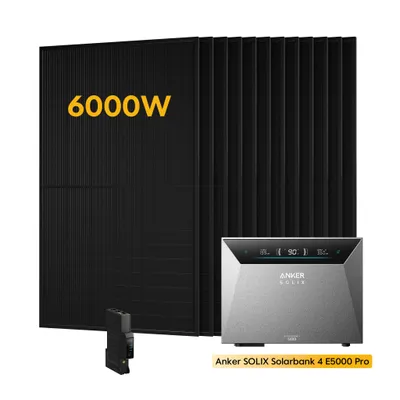 Produktbild von Powerness® Balkonkraftwerk, Anker SOLIX Solarbank 4 E5000 Pro Speicher mit 12x 500W Module & Smart Meter 0% VAT