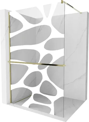 Produktbild von Mexen Kioto+ Duschwand mit Ablage und Reling 100 x 200 cm, Transparent/Weißes Design 8 mm, Gold - 800-100-121-50-97
