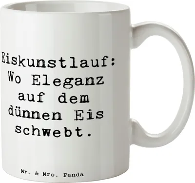 Produktbild von Mr. & Mrs. Panda Tasse Spruch Eiskunstlauf Eleganz - Weiß - Geschenk, Schlittschuhlaufen, Geschenktasse, Teamsport, Kaffeebecher, Sportler, Sportart, Leidenschaft, Becher
