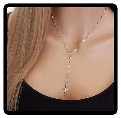 Produktbild von Wedity Vintage Kreuz Halskette Lange Anhänger Einfache Choker Halsketten Schmuck