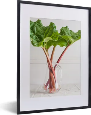 Produktbild von MuchoWow® MuchoWow® Gerahmtes Poster Rhabarberstängel in einer Glasvase vor weißem Hintergrund 30x40 cm - Poster mit zchwarzem Bilderrahmen - Wandposter Schlafzimmer