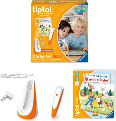 Produktbild von Ravensburger tiptoi Starter-Set Plus 00159: Stift und Buch Meine schönsten Kinderlieder - Plus Ladestation