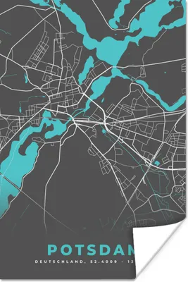 Produktbild von MuchoWow® Poster Blau - Deutschland - Karte - Stadtplan - Potsdam 20x30 cm - Papierdruck