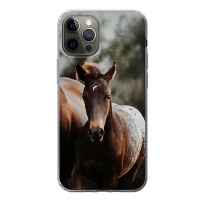 Produktbild von MuchoWow® Handyhülle Schutzhülle Hülle für iPhone 13 Pro Pferde - Wald - Berge Silikon Softcase Handy Hülle - Handy-Tasche