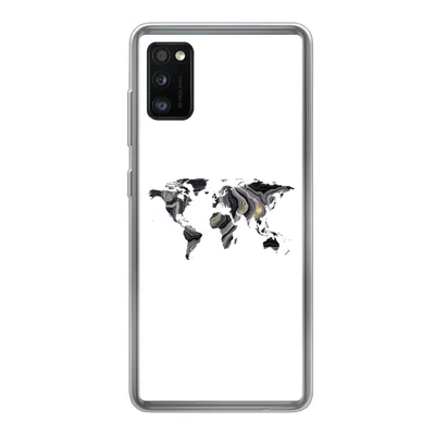 Produktbild von MuchoWow® Handyhülle Schutzhülle Hülle für Samsung Galaxy A41 Weltkarte - Gold - Linie Silikon Softcase Handy Hülle - Mobiltelefon