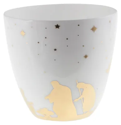 Obrázok produktu pre Držiak na čajovú sviečku z porcelánu, priemer 9,2 cm, výška 9,8 cm - vianočná dekorácia