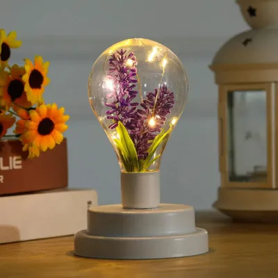Produktbild von LED-Pflanzen-Nachtlicht mit Kupferdraht-Licht, batteriebetrieben, 8 LEDs – Lavender