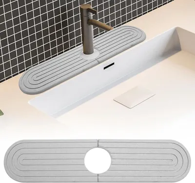 Imagen del producto de Alfombrilla absorbente - Fregadero - Grifo - Protector contra salpicaduras - Alfombrilla para grifo - Alfombrilla de piedra - Protector para grifo y alfombrilla absorbente - Para cocina y baño